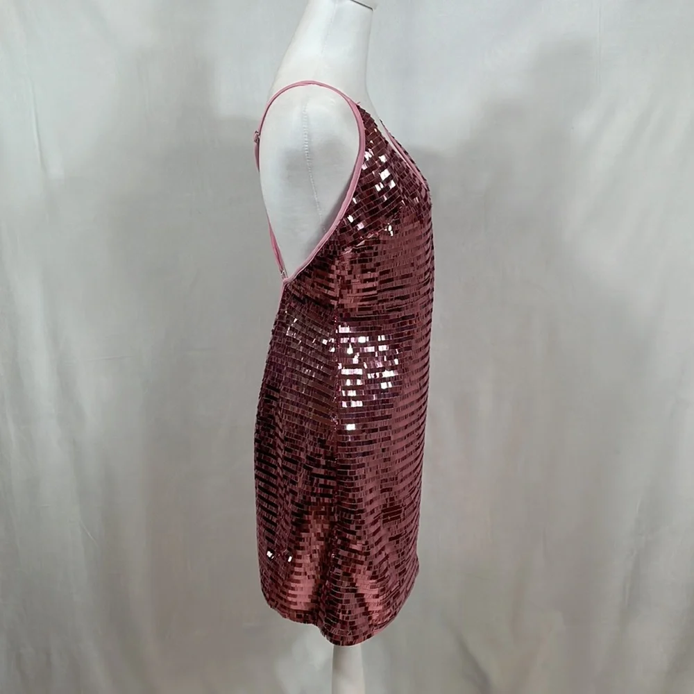 H:ours Amias Dress Size M NWT Pink Sequins Sparkle - Picture 4 of 16